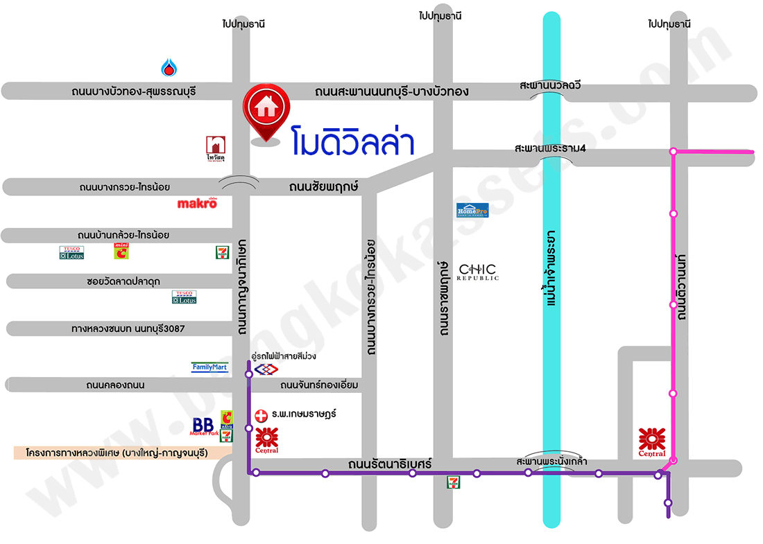 *****บ้านแฝดมือสองนนทบุรี โครงการ โมดิวิลล่า บางบัวทอง เนื้อที่ 41 ตร.ว. พื้นที่ใช้สอย 150 ตร.ม. ฟังก์ชัน 3 ห้องนอน 2 ห้องน้ำ 2 ที่จอดรถ สภาพดีพร้อมเข้าอยู่ บนทำเลติดกาญจนาภิเษก ใกล้เซ็นทรัลเวสต์เกต และรถไฟฟ้าสายสีม่วง "สถานีคลองบางไผ่"